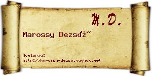 Marossy Dezső névjegykártya